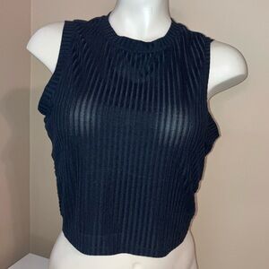 Meraki Black Ribbed Crop Top Size Large. Preloved
